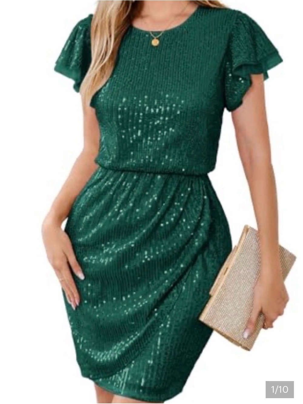 GRACE KARIN Emerald Green Sequin Dress NWT Sparkly Holiday, NYE, Party